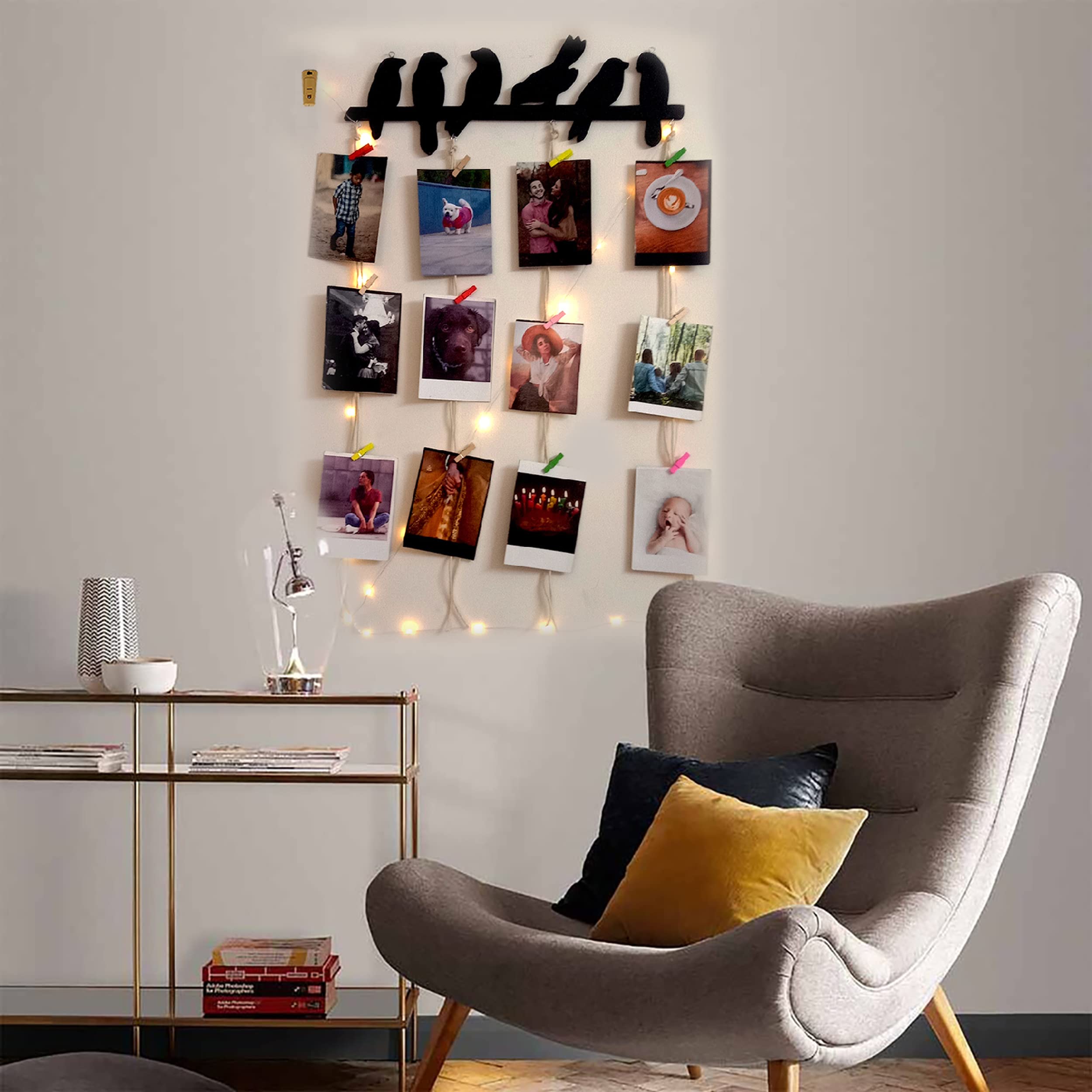 Vah Wooden Photo Frame With Led Light - Photo Wall Hanging, Memories Wall Hanging, Hanging Photo Frames For Wall Decoration, Mom